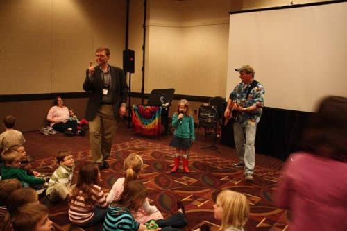 Aaron McKee, the children and Mr. Stinky Feet - Jim Cosgrove singing Aaron McKee, the children and Mr. Stinky Feet - Jim Cosgrove singing