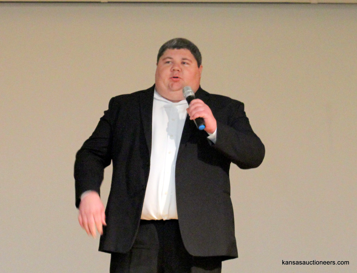 Luke Hansen competing in the 2016 Kansas Auctioneer Preliminaries. Luke Hansen competing in the 2016 Kansas Auctioneer Preliminaries.