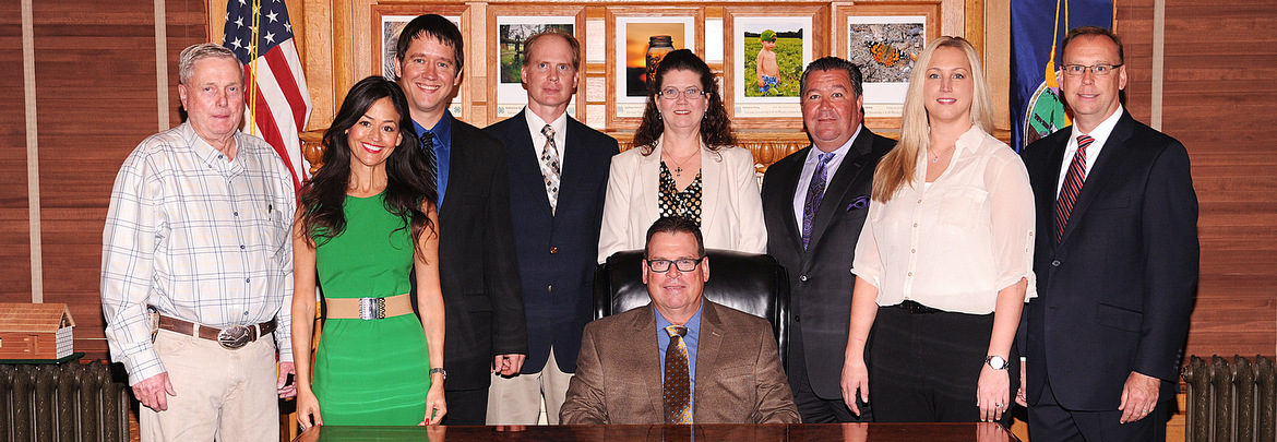 KAA Board of Directors in the Governor's office. Vern Koch, Yve Rojas, Aaron Traffas, Troy Wedel, Cindi Ferguson, Lenny Mullin, Trisha Brauer, Kevin Borger with 2016 KAA President, Robert Haley seated in the Governor's chair. KAA Board of Directors in the Governor's office. Vern Koch, Yve Rojas, Aaron Traffas, Troy Wedel, Cindi Ferguson, Lenny Mullin, Trisha Brauer, Kevin Borger with 2016 KAA President, Robert Haley seated in the Governor's chair.